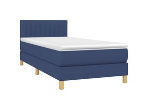 8720287373834 - Bonnevie - BoxspringbettSchlafzimmerbett mit Matratze & led Blau 100x200 cm Stoff vidaXL306774