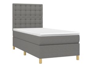 8720287392347 - Boxspringbett，Schlafzimmerbett mit Matratze & LED Dunkelgrau 80x200 cm Stoff vidaXL