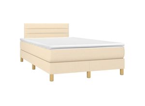 8720287373100 - Bonnevie - BoxspringbettDoppelbett mit Matratze & led Creme 120x200 cm Stoff vidaXL