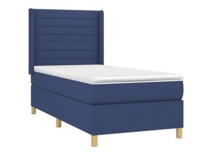 8720287355489 - Boxspringbett mit Matratze & LED Blau 100x200 cm Stoff vidaXL506331