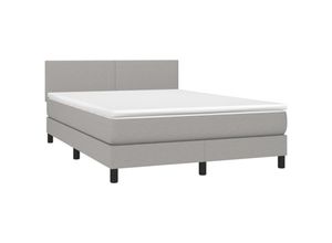 8720287365211 - Bonnevie - BoxspringbettSchlafzimmerbett mit Matratze & led Hellgrau 140x200 cm Stoff vidaXL42390