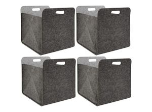 4057216041750 - 4 Felt Storage Boxes 33x33x38cm Kallax Felt Basket Set Ikea Shelf Insert Cubes Grey - grau