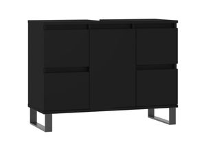 8720845876722 - Bonnevie - BadschrankBadezimmerschrank Schwarz 80x33x60 cm Holzwerkstoff vidaXL