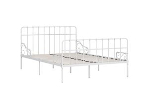 8719883812212 - Bonnevie - BettgestellSchlafzimmerbett mit Lattenrost Weiß Metall 120×200 cm vidaXL