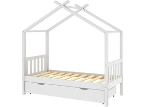 8720286556528 - Bonnevie - KinderbettEinzelbette mit Schublade Weiß Massivholz Kiefer 80x160 cm vidaXL