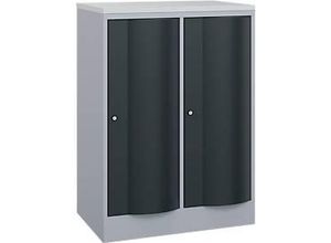 4068427609189 - Garderobenschrank Resisto 2 Abteile 2 Fächer B 772 x T 540 x H 1077 mm Weißalu Anthrazitgrau 4068427609189 - Garderobenschrank Resisto 2 Abteile 2 Fächer B 772 x T 540 x H 1077 mm Weißalu Anthrazitgrau