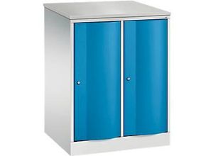 4064615385378 - Garderobenschrank Resisto 2 Abteile 2 Fächer B 772 x T 640 x H 1077 mm Lichtgrau Lichtblau 4064615385378 - Garderobenschrank Resisto 2 Abteile 2 Fächer B 772 x T 640 x H 1077 mm Lichtgrau Lichtblau