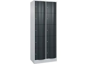 4066681234383 - Schließfachschrank Resisto 2 Abteile 10 Fächer B 772 x T 540 x H 1950 mm Lichtgrau Anthrazitgrau