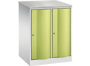 4064615385279 - Garderobenschrank Resisto 2 Abteile 2 Fächer B 772 x T 640 x H 1077 mm Lichtgrau Clowngrün 4064615385279 - Garderobenschrank Resisto 2 Abteile 2 Fächer B 772 x T 640 x H 1077 mm Lichtgrau Clowngrün