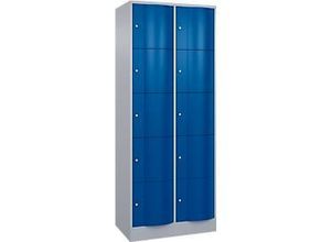 4059369073350 - C+P Schließfachschrank Resisto H1950xB772xT540 Korpus Weißaluminium Türen Enzianblau 2 Abteile 10 Fächer