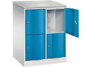4064615388485 - Schließfachschrank Resisto 2 Abteile 4 Fächer B 772 x T 640 x H 1077 mm Lichtgrau Lichtblau 4064615388485 - Schließfachschrank Resisto 2 Abteile 4 Fächer B 772 x T 640 x H 1077 mm Lichtgrau Lichtblau