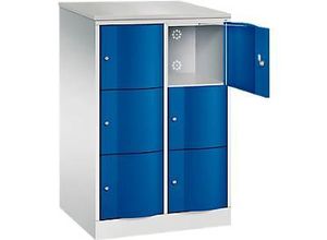 4064615391539 - Schließfachschrank Resisto 2 Abteile 6 Fächer B 772 x T 640 x H 1255 mm Lichtgrau Enzianblau 4064615391539 - Schließfachschrank Resisto 2 Abteile 6 Fächer B 772 x T 640 x H 1255 mm Lichtgrau Enzianblau