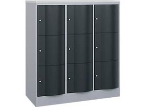 4068427609554 - Schließfachschrank Resisto 3 Abteile 9 Fächer B 1148 x T 540 x H 1255 mm Weißalu Anthrazitgrau