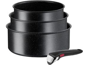 3168430334243 - Topf-Set TEFAL L39996 Ingenio Black Stone Töpfe Gr + Höhe 115 cm schwarz Topfsets Antihaft Thermo-Signal abnehmbarer Griff alle Herdarten Induktion