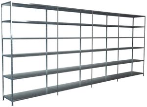 4058255071166 - Steckregal Stecksystem Grund- und 3x Anbauregale Regale Metall verzinkt 2300x4000x500 mm 24 Böden Gr B H T 400 cm x 230 cm x 50 cm silberfarben Werkstatt-Regale