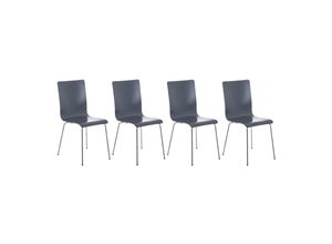 4251380487530 - 4er-Set Wartezimmerstuhl PEPE mit ergonomisch geformten Holzsitz und Metallgestell I 4x Konferenzstuhl In verschiedenen Farben erhältlich