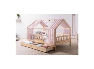 4251105966265 - TiCAA TiCAA Kinderbett Hausbett mit Tüll Kim 90x200 cm 100x200 cm 120x200 cm 140x200 cm für Jungen & Mädchen inkl Rolllattenrost Schubkasten und Rausfallschutz variabel Montessori Bett Natur aus Kiefer Massivholz 4251105966265 - TiCAA TiCAA Kinderbett Hausbett mit Tüll Kim 90x200 cm 100x200 cm 120x200 cm 140x200 cm für Jungen & Mädchen inkl Rolllattenrost Schubkasten und Rausfallschutz variabel Montessori Bett Natur aus Kiefer Massivholz