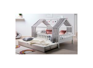 4251105966630 - TiCAA TiCAA Kinderbett Hausbett mit Tüll Kim 90x200 cm 100x200 cm 120x200 cm 140x200 für Jungen & Mädchen inkl Rolllattenrost Zusatzbett und Rausfallschutz variabel Montessori Bett weiß aus Kiefer Massivholz 4251105966630 - TiCAA TiCAA Kinderbett Hausbett mit Tüll Kim 90x200 cm 100x200 cm 120x200 cm 140x200 für Jungen & Mädchen inkl Rolllattenrost Zusatzbett und Rausfallschutz variabel Montessori Bett weiß aus Kiefer Massivholz