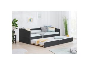 4250393837332 - TiCAA Sofabett Funktionsbett Gästebett mit Auszug Melinda Kiefer Grau