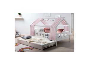 4251105966623 - TiCAA TiCAA Kinderbett Hausbett mit Tüll Kim 90x200 cm 100x200 cm 120x200 cm 140x200 für Jungen & Mädchen inkl Rolllattenrost Zusatzbett und Rausfallschutz variabel Montessori Bett weiß aus Kiefer Massivholz 4251105966623 - TiCAA TiCAA Kinderbett Hausbett mit Tüll Kim 90x200 cm 100x200 cm 120x200 cm 140x200 für Jungen & Mädchen inkl Rolllattenrost Zusatzbett und Rausfallschutz variabel Montessori Bett weiß aus Kiefer Massivholz
