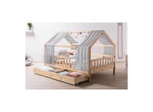 4251105966425 - TiCAA TiCAA Kinderbett Hausbett mit Tüll Kim 90x200 cm 100x200 cm 120x200 cm 140x200 cm für Jungen & Mädchen inkl Rolllattenrost Schubkasten und Rausfallschutz variabel Montessori Bett Natur aus Kiefer Massivholz 4251105966425 - TiCAA TiCAA Kinderbett Hausbett mit Tüll Kim 90x200 cm 100x200 cm 120x200 cm 140x200 cm für Jungen & Mädchen inkl Rolllattenrost Schubkasten und Rausfallschutz variabel Montessori Bett Natur aus Kiefer Massivholz