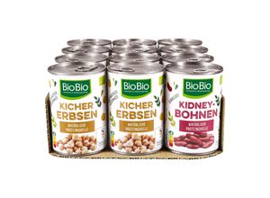 4316268660402 - BioBio Hülsenfrüchte 265 g Abtropfgewicht verschiedene Sorten 12er Pack