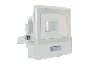 3800157661263 - V-tac - LED-Flutlichtstrahler mit PIR-Sensor - Samsung - IP65 - Weiß - 10W - 735 Lumen - 3000K - 5 Jahre - Modell Nr - VT-118S-W