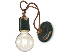 4255596710352 - Licht-erlebnisse - Wandleuchte Metall E27 18 cm hoch Schwarz Shabby Antik Vintage Wandlampe