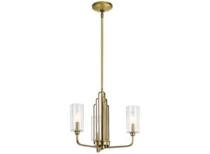 4255596733122 - Licht-erlebnisse - Kronleuchter Glas Metall E14 459 cm breit h max 1546 cm in Messing gebürstet 3-flammig 4255596733122 - Licht-erlebnisse - Kronleuchter Glas Metall E14 459 cm breit h max 1546 cm in Messing gebürstet 3-flammig
