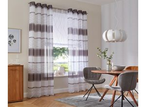 6920192970209 - Gardine MY HOME Jay Gr 3 grau Gardinen 225cm Ösen 144cm Polyester Vorhang 2-er Set Fertiggardine transparent Querstreifen B144cm H225cm 6920192970209 - Gardine MY HOME Jay Gr 3 grau Gardinen 225cm Ösen 144cm Polyester Vorhang 2-er Set Fertiggardine transparent Querstreifen B144cm H225cm