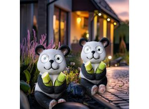 9007371505661 - Solarleuchte Panda Außenleuchte Solar Dekolampe Solarpanda Gartendeko schwarz weiß 2x LED warmweiß 2x LED kaltweiß LxBxH 135x17x23 cm 2er Set