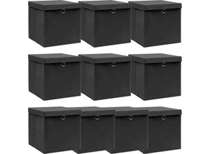 8719883891033 - Bonnevie - 10 Stk AufbewahrungsboxenWerkzeugaufbewahrung mit Deckeln Schwarz 32x32x32cm Stoff vidaXL