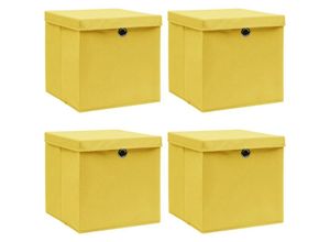 8719883891354 - Bonnevie - 4 Stk AufbewahrungsboxenWerkzeugaufbewahrung mit Deckeln Gelb 32x32x32 cm Stoff vidaXL