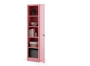 5904405576212 - Aktenschrank Büroschrank Metallschrank Lagerschrank 4 Fachböden Flügeltür Drehgriff Pulverbeschichtung Metall 185 cm x 45 cm x 40 cm (Rosa) - Jan