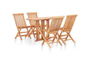 8719883824529 - Minkurow - 5-tlg Garten-Essgruppe Klappbar Massivholz Teak vidaXL - Braun