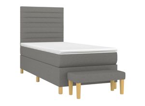 8720845532000 - Bonnevie - BoxspringbettSchlafzimmerbett mit Matratze Dunkelgrau 80x200 cm Stoff vidaXL55760