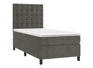 8720845519001 - Jinlefu - Boxspringbett mit Matratze Dunkelgrau 90x190 cm Samt vidaXL