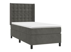 8720287346777 - Bonnevie - BoxspringbettSchlafzimmerbett mit Matratze Dunkelgrau 100x200 cm Samt vidaXL