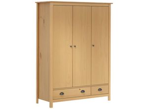 8719883910178 - Bonnevie - Kleiderschrank mit 3 Türen Hill 127x50x170cm Massivholz Kiefer vidaXL73027