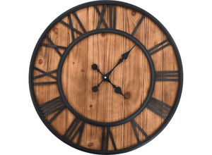 8718475589976 - Bonnevie - Wanduhr Vintage mit Quarzwerk Holz und Metall 60 cm xxl vidaXL876979