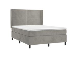 8720287430292 - Boxspringbett mit Matratze Hellgrau 140x200 cm Samt vidaXL 8720287430292 - Boxspringbett mit Matratze Hellgrau 140x200 cm Samt vidaXL