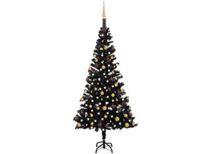 8720286495902 - Bonnevie - Künstlicher WeihnachtsbaumKunstbaum mit LEDs & Kugeln Schwarz 150 cm pvc vidaXL