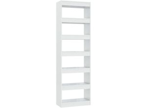 8720286843406 - Bonnevie - Bücherregal RaumteilerBücherschrank Hochglanz-Weiß 60x30x198cm vidaXL