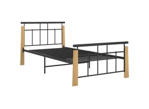 8720286196380 - Bonnevie - BettgestellSchlafzimmerbett Metall und Massivholz Eiche 100x200 cm vidaXL