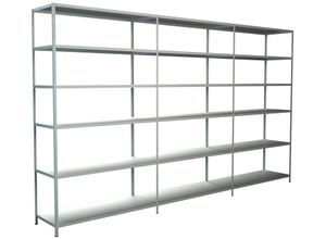 4058255070978 - Steckregal Stecksystem Grund- und 2x Anbauregale Regale Metall weiß 2300x3400x350 mm 18 Böden Gr B H T 340 cm x 230 cm x 35 cm weiß Werkstatt-Regale