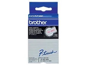 4977766050494 - Brother Gloss Laminated Labelling Tape - 12mm Red Clear Etiketten erstellendes Band TC