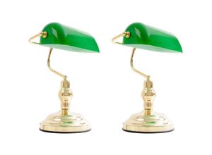 4260436779598 - Etc-shop - 2x Nostalgie Antik Retro Banker Lampe Leuchte Schreibtischlampe Beleuchtung Antique grün