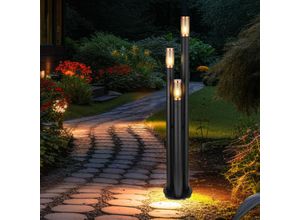 9007371512577 - Lighting - Standleuchte Wegeleuchten Außen Edelstahl Außenlampe Gartenleuchte schwarz Kupfer rauchfarben 3 Flammig E27 DxH 28 x 170 cm