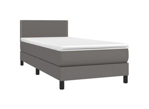 8720287376699 - Vidaxl - Boxspringbett mit Matratze & led Grau 90x200 cm Kunstleder