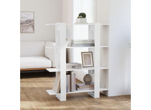 8720286842607 - Bonnevie - Bücherregal RaumteilerBücherschrank Hochglanz-Weiß 100x30x1235 cm vidaXL